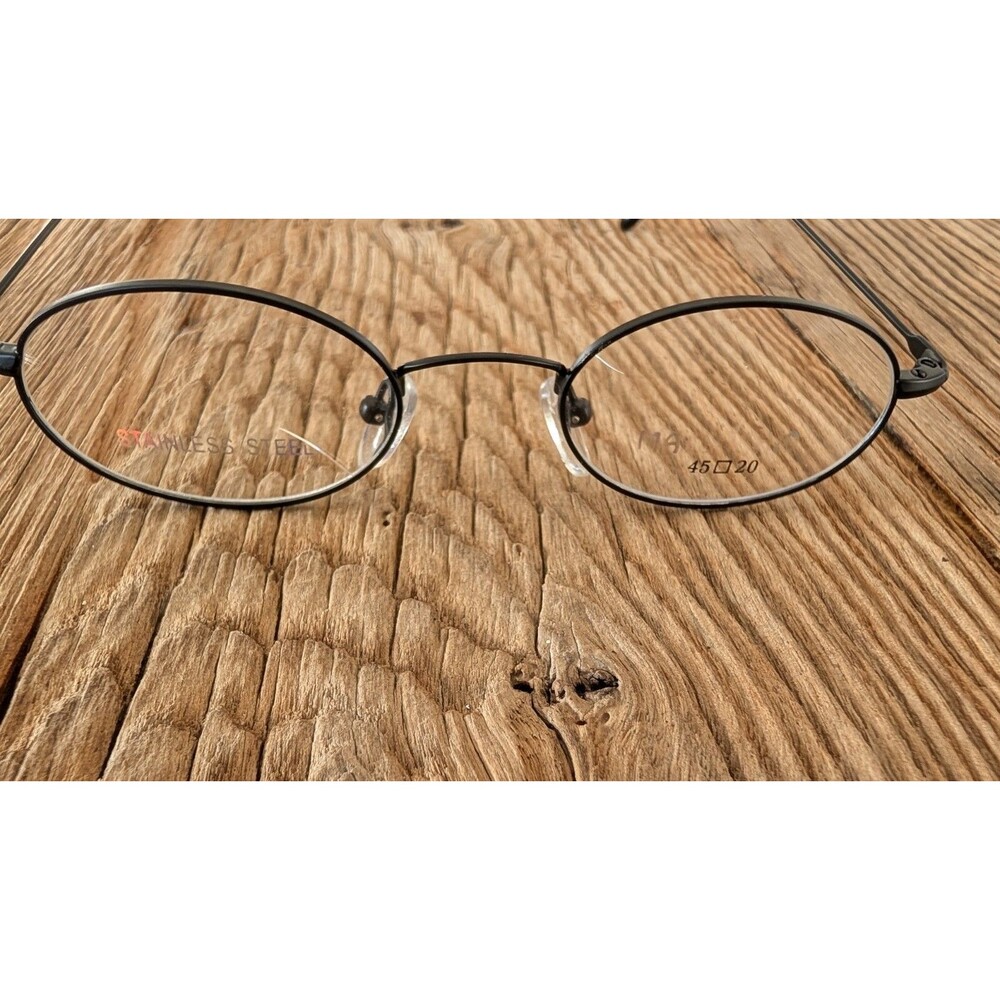 Matsushida Japanese Black Stainless Steel Full Rim Oval Eyeglasses Frame Only - Picture 12 of 16